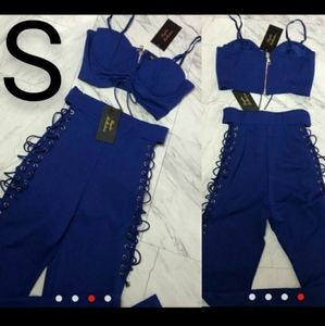 🆕Royal Blue Sexy Top & Pants Luxury Two Piece Set  Size S